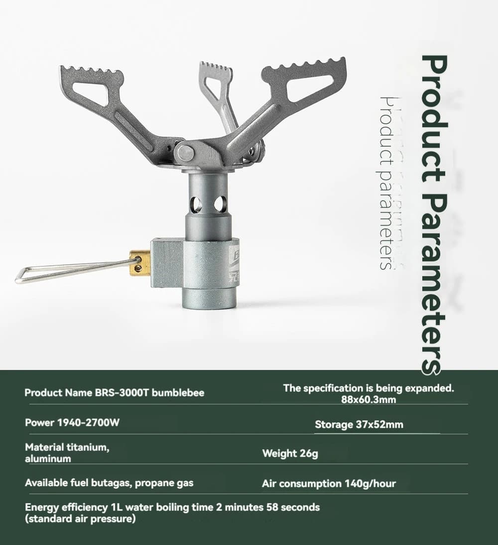 BRS-3000T Titanium Mini Camping Gas Burners 25g One-Piece Pocket Stove Outdooor Hiking Folding Cooking Furnace Portable ﻿ - 6