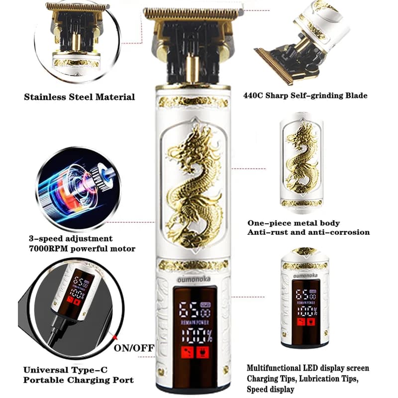 ماكينة حلاقة كهربائية احترافية جديدة مقاومة للماء للرجال، أداة تشذيب اللحية وآلة حلاقة T9 لقص الشعر - 2