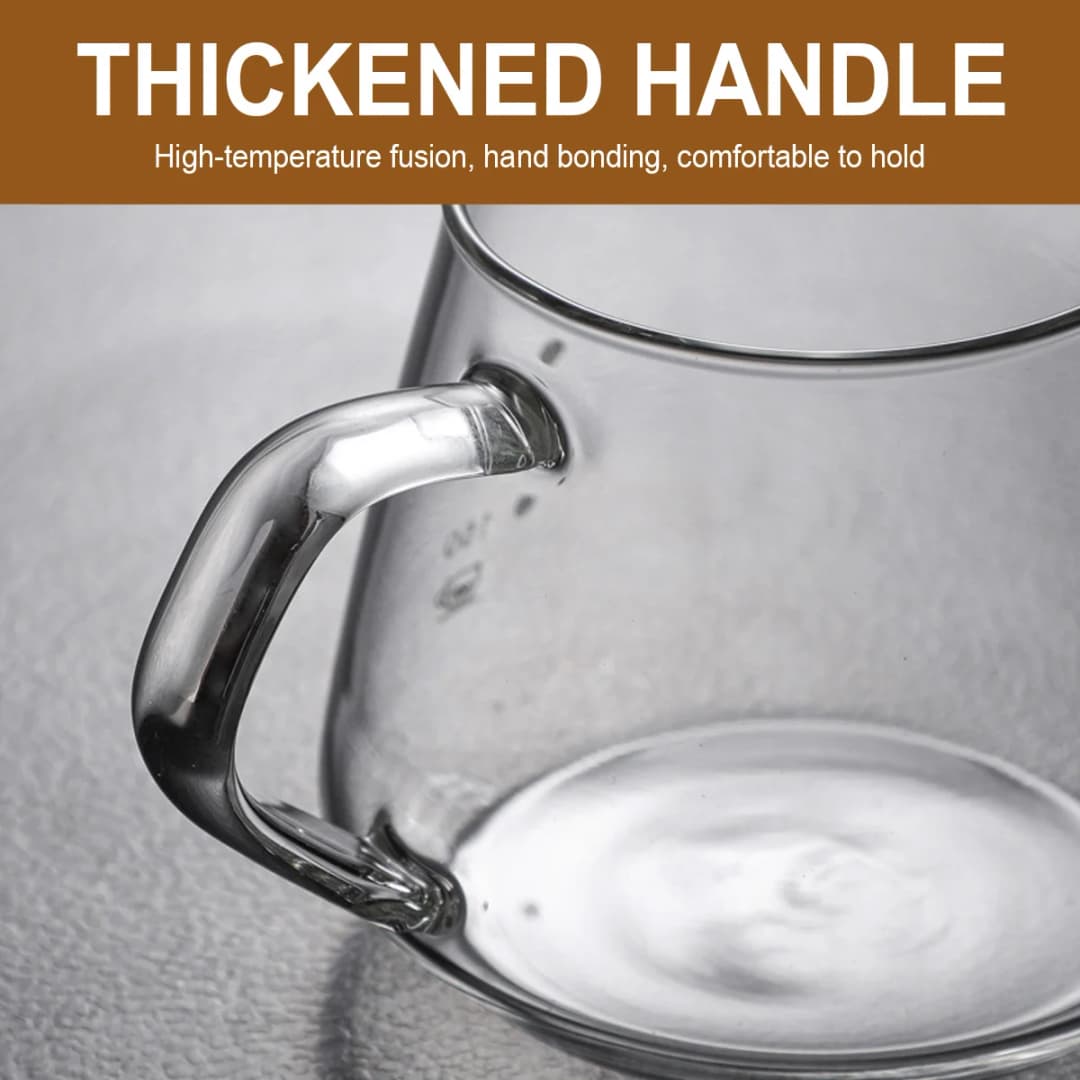 Glass Coffee Server with Handle For Pour Over Coffee & Tea - 300ml/600ml , Microwave Safe, Heatproof Thick Glass Body - 5