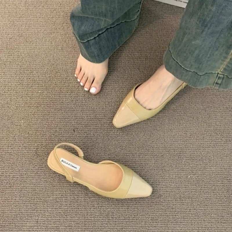 Brand luxury designer fashion PU leather design ladies summer new style pointed toe low heel women sandals non-slip flat shoes - 4