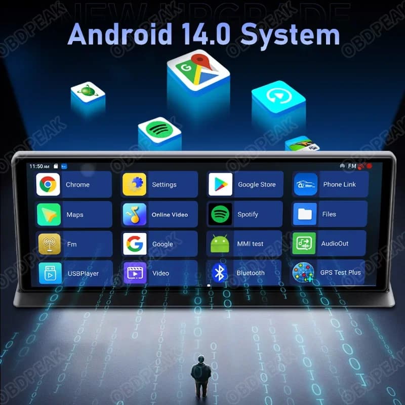 K60 Pro شاشة 11.3 بوصة، 4G + 64G، واي فاي، أندرويد 14، ذكاء اصطناعي، نظام تحديد المواقع والملاحة، Carplay، أندرويد AUTO، داش كام 1080P، مرآة رؤية خلفية، مسجل فيديو - 3