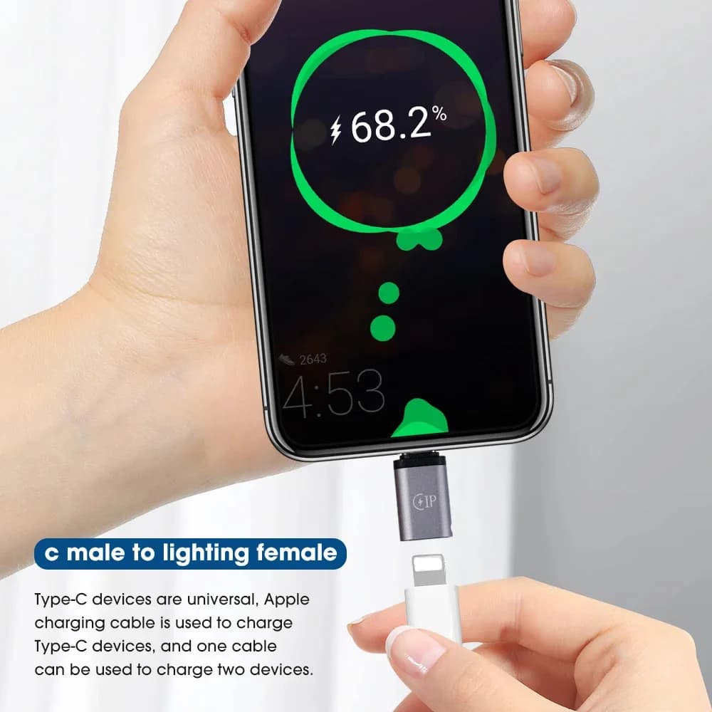 محول شحن من نوع C إلى Lightning أنثى إلى USB C ذكر، متوافق مع أجهزة iOS وAndroid للشحن السريع - 3