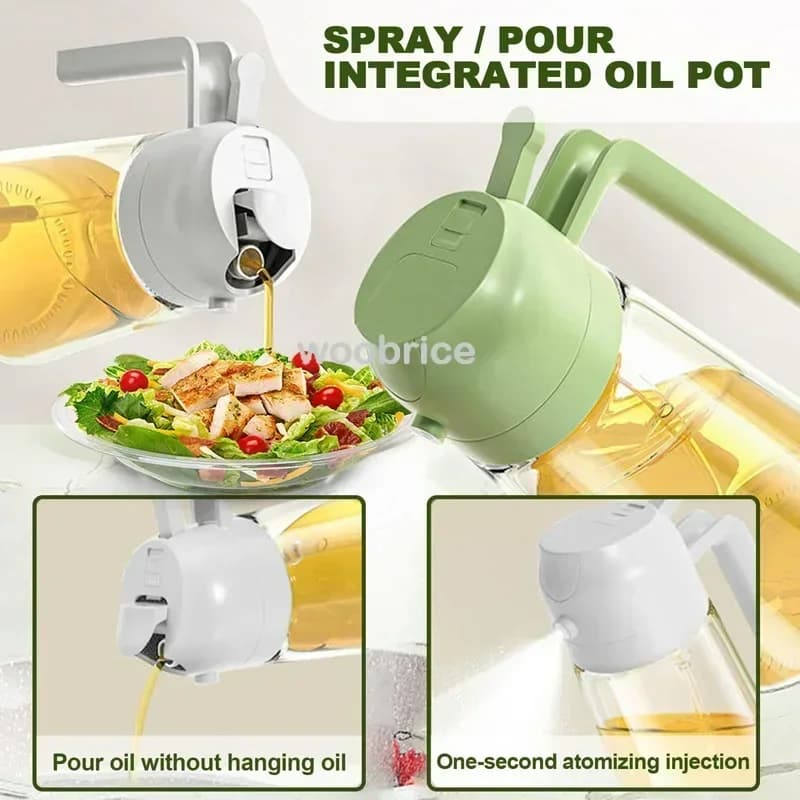 2in1 500ml Plastic Spray Oil Sprayer Bottle Spray Oil Dispenser Oil Jar Cruet BBQ Kitchen Baking Roasting Picnic Kitchen Tool - 2