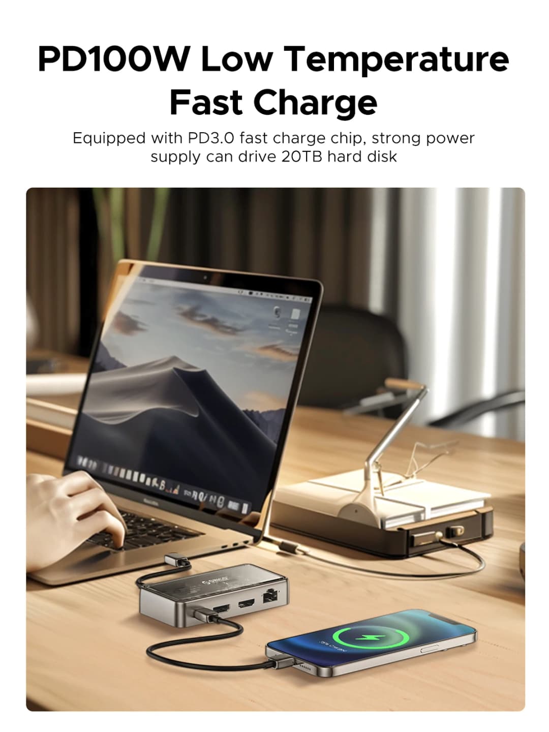 ORICO 10Gbps USB C HUB 4K60Hz Type-C to HDMI-compatible USB 3.0 Adapter Metallic Docking Station for Macbook iPad Pro Laptop Hub - 6