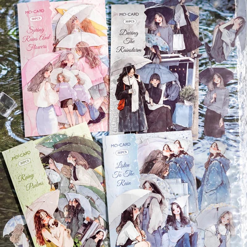 60 قطعة/الحقيبة المطر مقدمة سلسلة PET الحبر الأبيض ملصق حزمة DIY كتيب سكرابوكينغ ملصقات القرطاسية ملصقات - 3