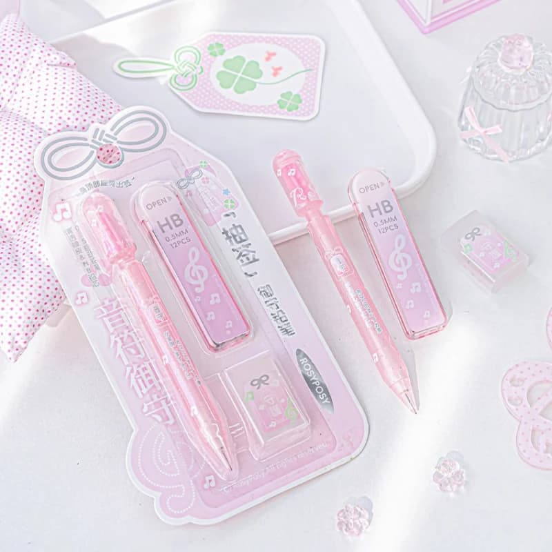 Japanese Omamori Fortune Pencil Set Kawaii Ins Transparent 0.5mm Cute Mechanical Pencil  Aesthetic Study Gift for Students