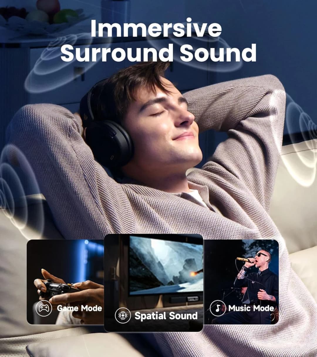 سماعات الرأس اللاسلكية Edifier WH950NB مع إلغاء الضوضاء النشط، بلوتوث 5.4، صوت عالي الدقة، تشغيل حتى 80 ساعة، 4 ميكروفونات - 4