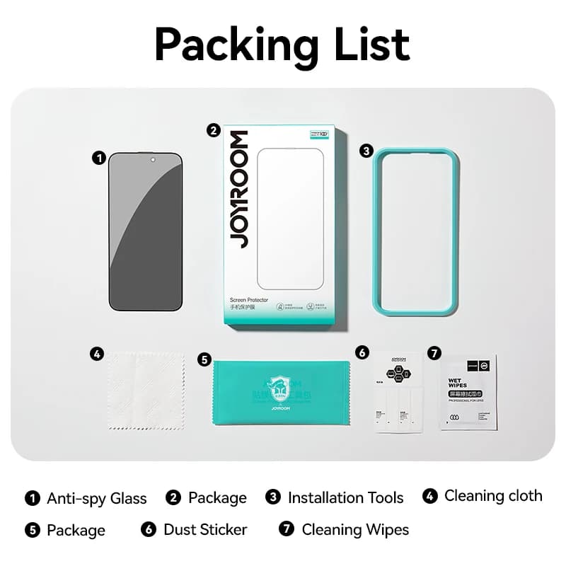 Joyroom 1/2Pcs Anti-spy Glass For iPhone 17 16 15 14 Pro Max Glass For iPhone 17 16 15 14 13 12 Pro Max Privacy Screen Protector - 6