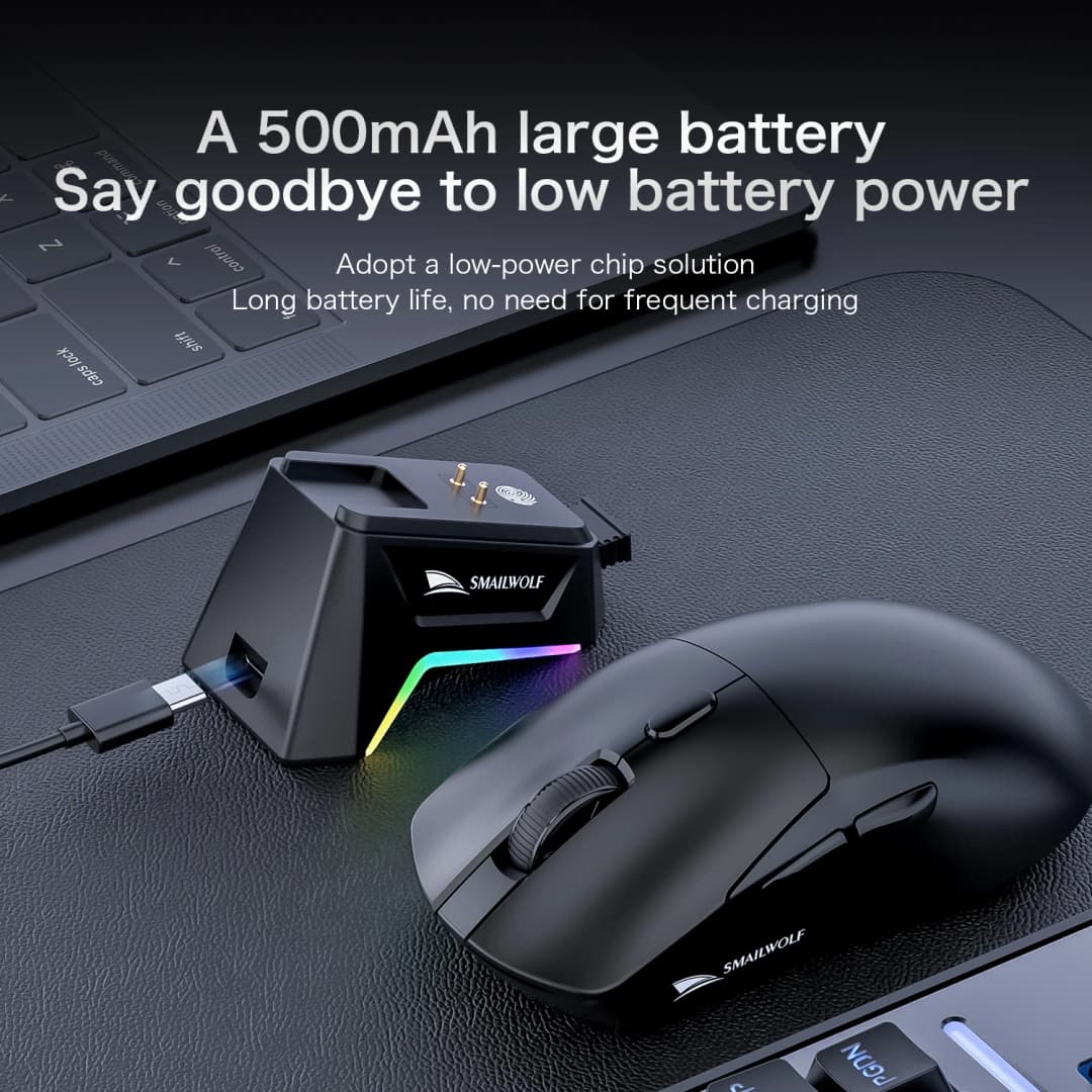 SMAILWOLF M3 PRO ماوس بلوتوث لاسلكي بثلاثة أوضاع لألعاب الرياضة الإلكترونية لأجهزة الكمبيوتر المحمولة والمكتبية PAW3311 سلكي خفيف الوزن FPS - 5