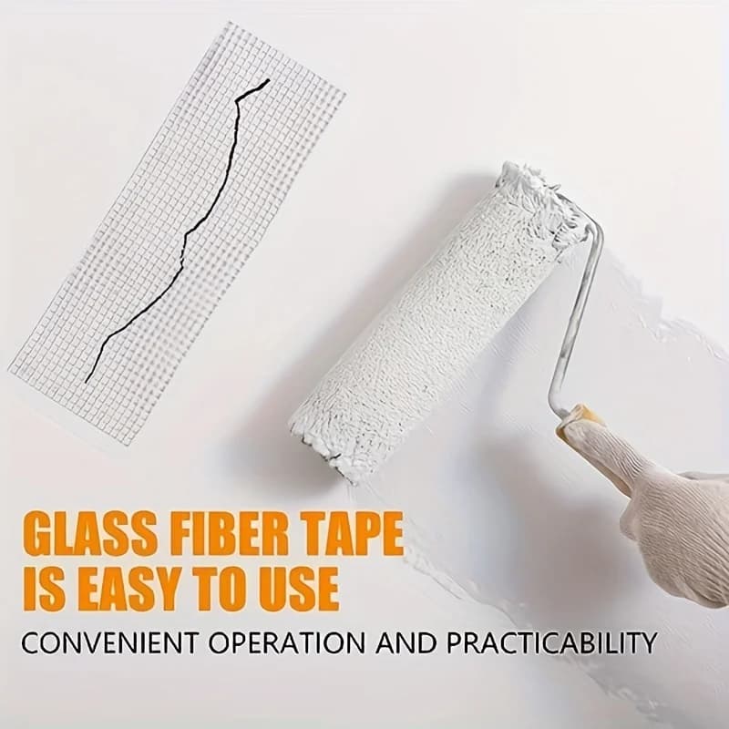 لفة واحدة 30 متر من شريط الشبكة الزجاجية اللاصق ذاتيًا، لإصلاح شقوق الجدران والعزل الحراري، شريط زخرفي لدرزات الشبكة - 5