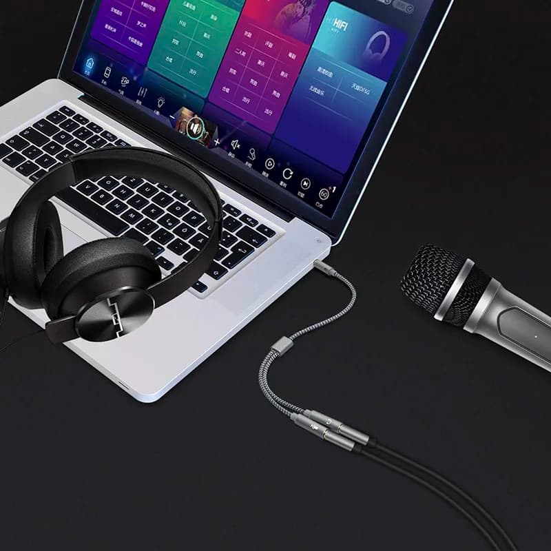Headset Splitter 3.5mm Audio+Mic Stereo Headphone Splitter Audio 3.5mm 4 Pole Jack Y Cable for PS4,PC Gaming Headset,Xbox One - 2