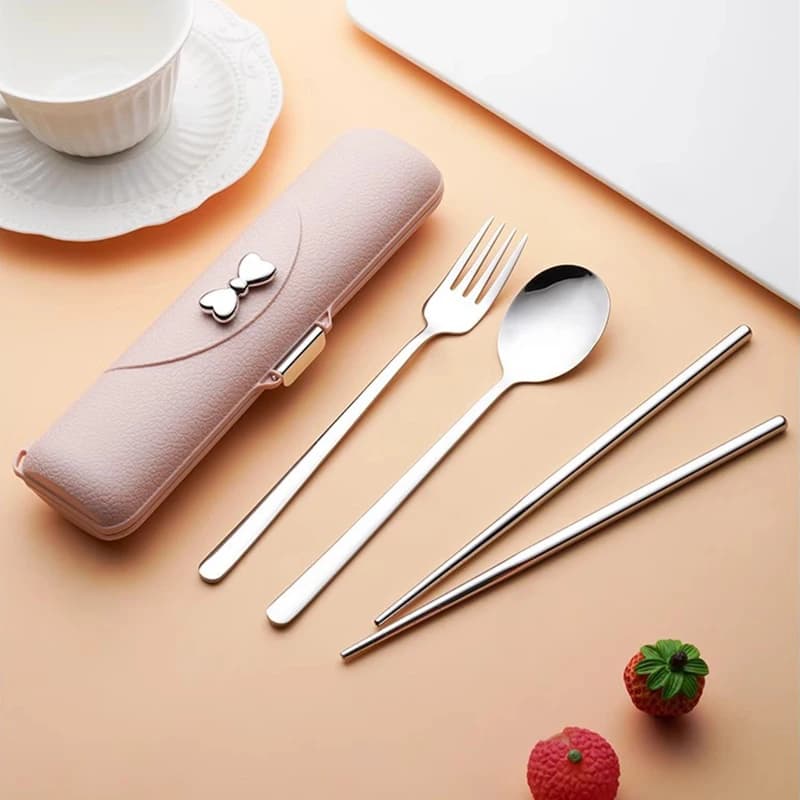المحمولة مجموعة أدوات المائدة 304 الفولاذ المقاوم للصدأ مجموعة أدوات المائدة التخييم عيدان شوكة ملعقة مجموعة أدوات المائدة في الهواء الطلق نزهة عشاء مجموعة - 6