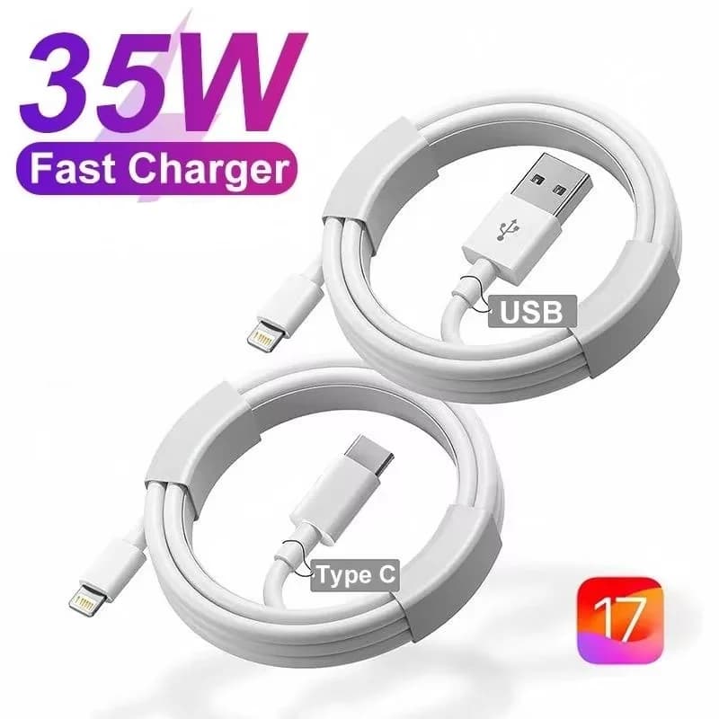 شاحن سريع PD 35W، USB Type C، لآيفون 15 و14 و13 و12 و11 برو ماكس وميني بلس وXR وXS، كابل بيانات وشحن