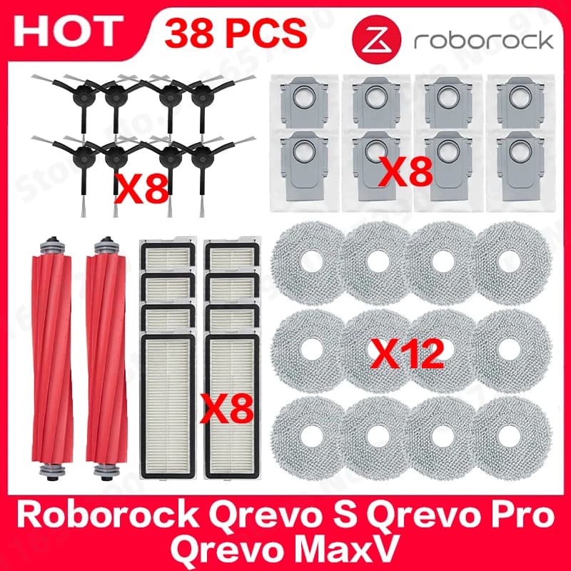 Roborock Qrevo S Qrevo Pro Qrevo MaxV Robot Vacuum Parts Main Roller Side Brush Hepa Filter Mop Pad Cloth Dust Bag Accessories
