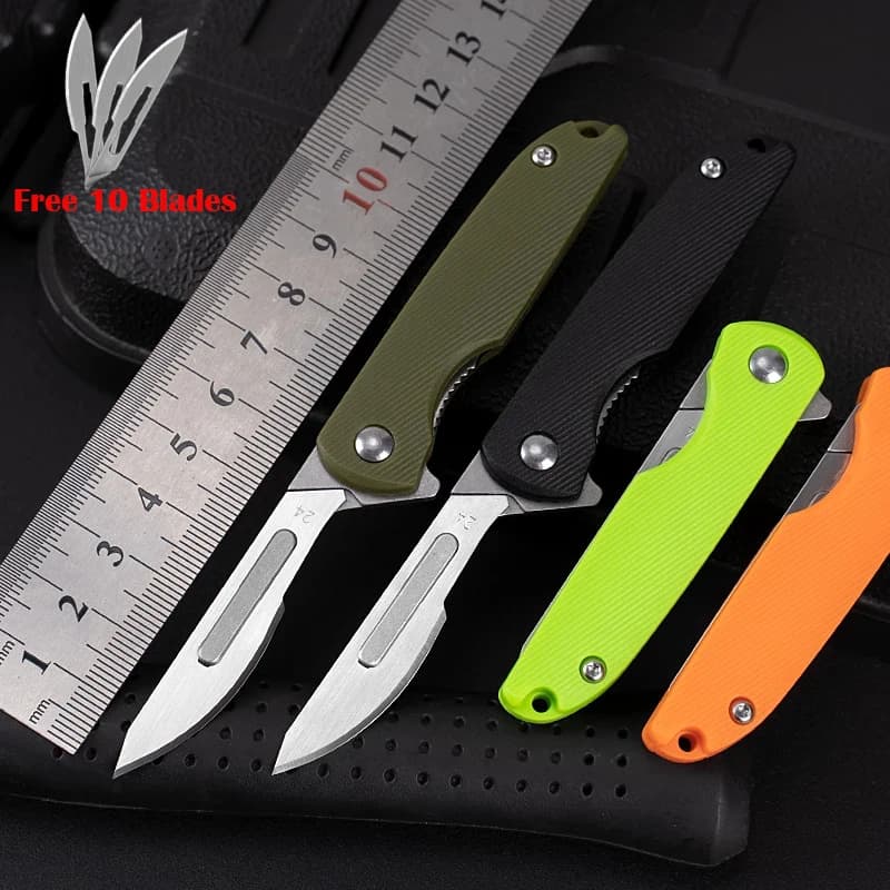 Multi Colors Mini Nylon Glass Scalpel EDC Folding Scalpels Unpacking Open Box Tools Free 10 Blade Outdoor Pocket Key Knife