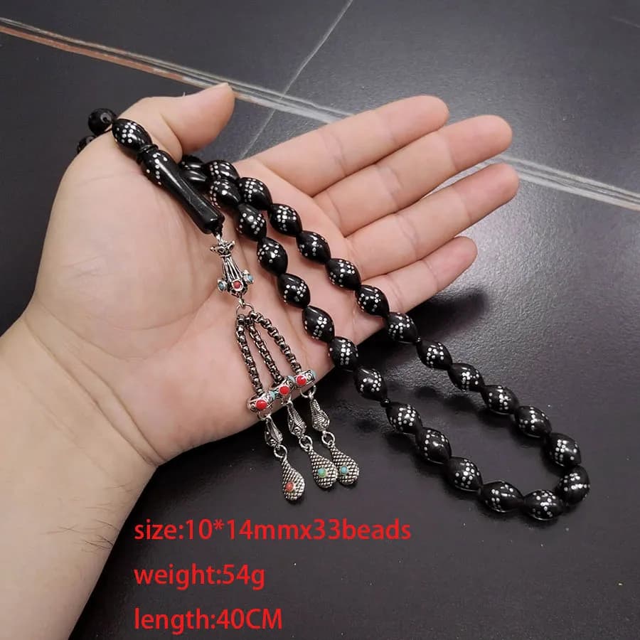 2026 جديد سبحة كوكا طبيعية فاخرة سوداء سوار مسبحة خرز صلاة هدية عيد رمضان إكسسوارات تركية - 3