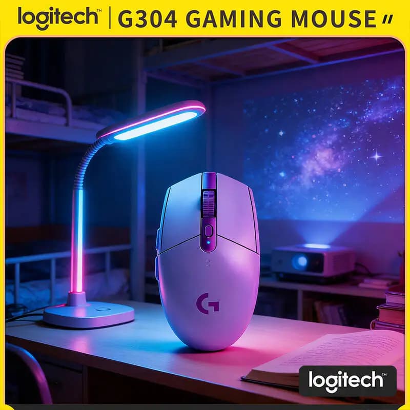 ماوس لاسلكي Logitech G304 بتقنية LIGHTSPEED، مستشعر HERO بدقة 12000 DPI، استجابة 1 مللي ثانية، بطارية تدوم 9 أشهر، أزرار قابلة للبرمجة للعمل والألعاب