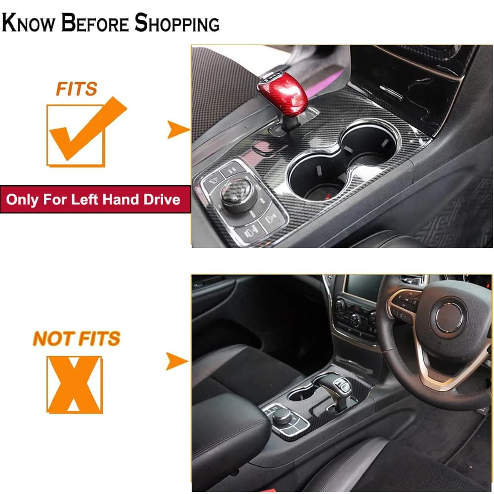 غطاء تزييني لحامل أكواب ناقل الحركة، ملصقات تزيينية، لسيارات جيب جراند شيروكي 2014-2015، إكسسوارات داخلية من مادة ABS - 3