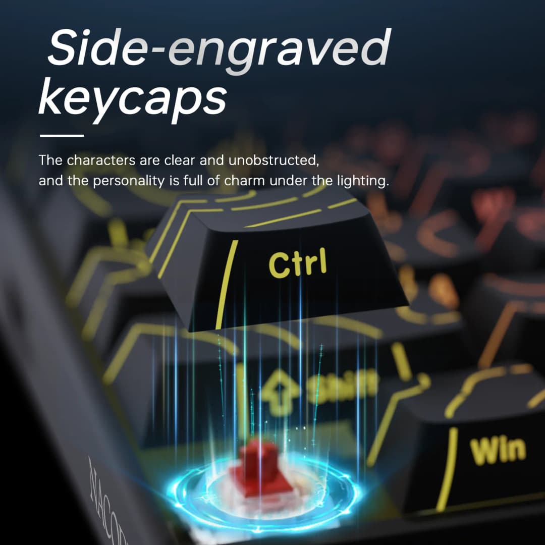 New Ajazz Nacodex Nk68 Mechanical Keyboard Terrain keycap Rgb Light Bar 68-Key Wired Gaming Office Wired Connect Keyboard - 3