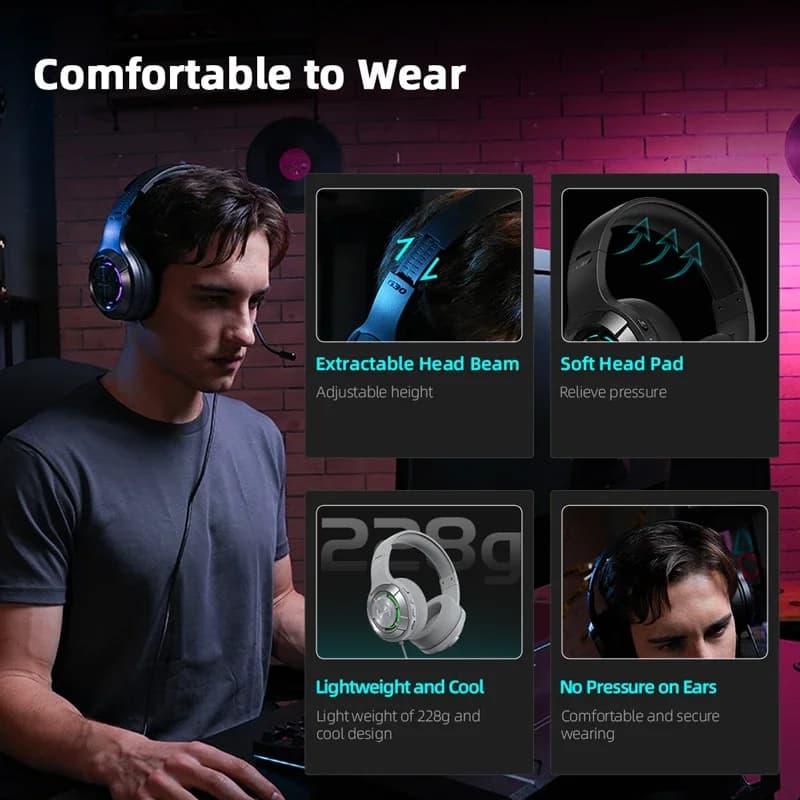 سماعات رأس هيكات من إديفاير G30 II للألعاب 7.1 صوت محيطي USB سلكية مع ميكروفون للكمبيوتر PS4 PS5 اكس بوكس - 5