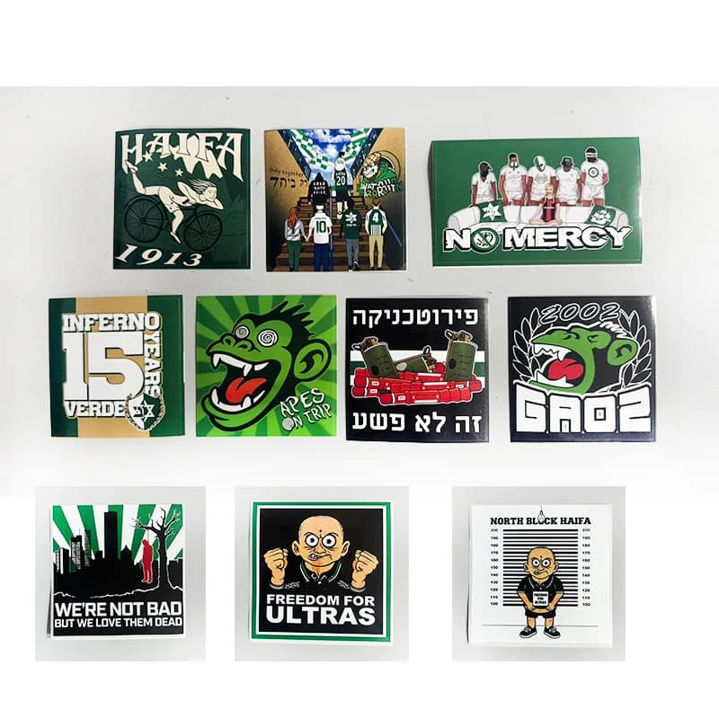 9*9cm Haifa 1913 Green Apes Monkey MHFC Maccabi Decoration Stikers for Bag Cup Wall Fridge