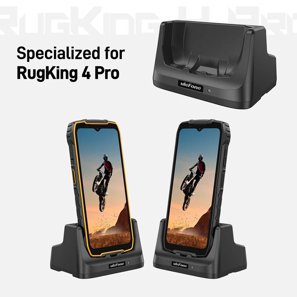 Ulefone Desk Charging Dock Pogo Pin Wireless Charging, Dual Output 2-in-1 Charger Stand for RugKing 4 Pro - 5