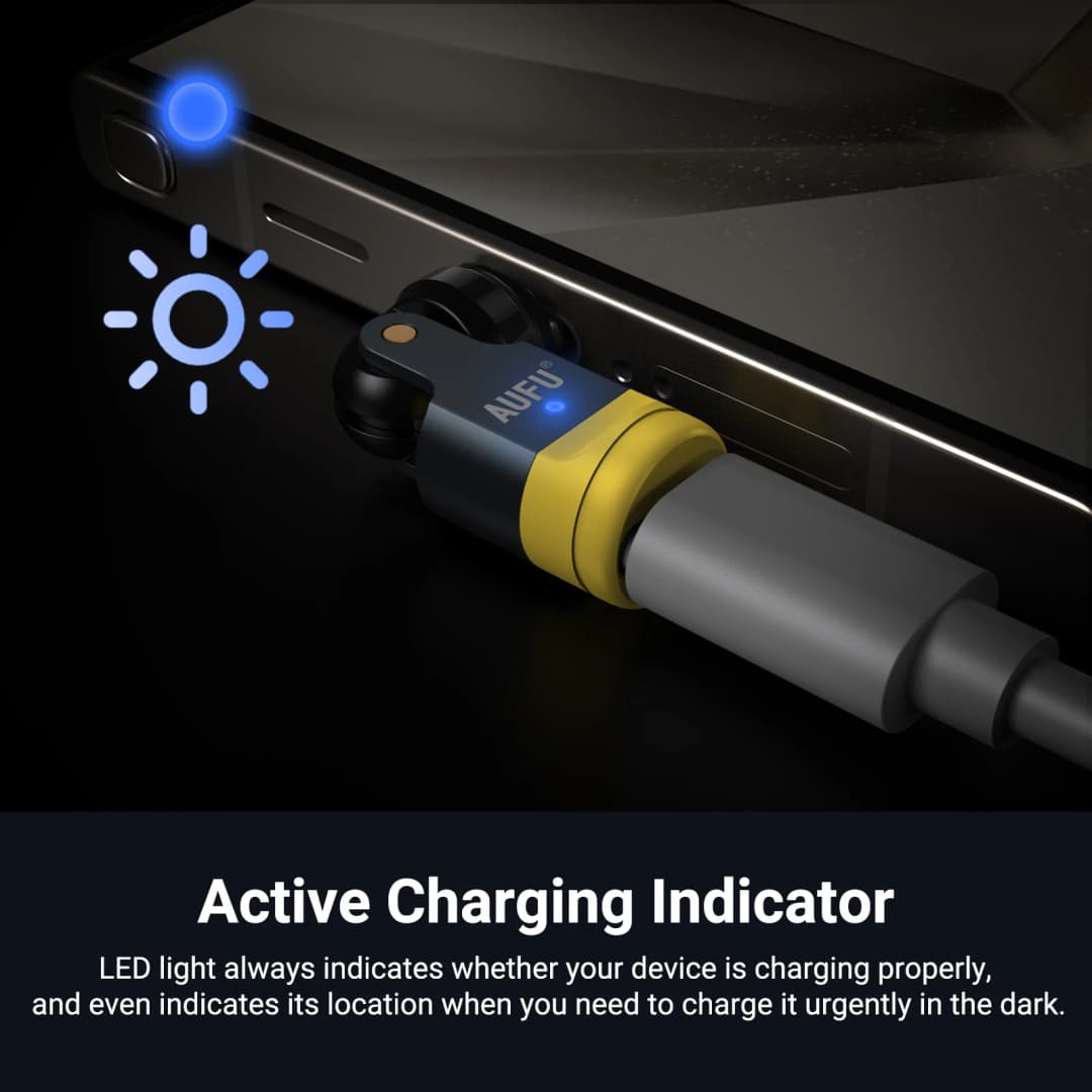 محول مغناطيسي دوار 540 درجة من AUFU - كابل شحن USB إلى Type-C محول USB C أنثى للهواتف المحمولة ايفون - 3