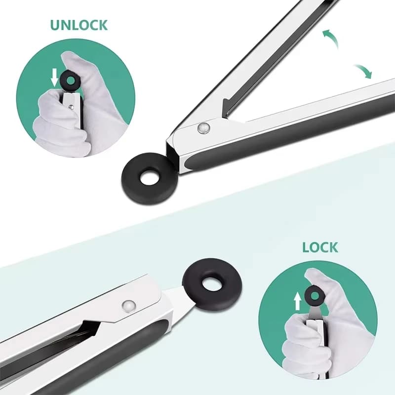Silicone Tongs Kitchen Stainless Steel BBQ Non-Stick Kitchen Utensils Barbecue Cooking Tong With Joint Lock Kitchen Accessories - 2
