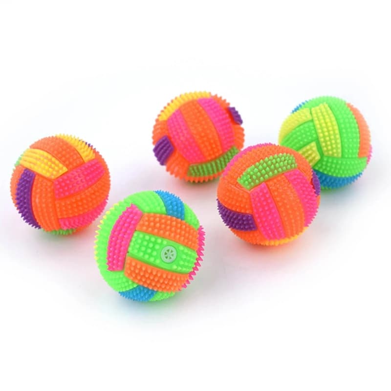 Dog Chew Toys for Small to Large Breed Dogs Squeak Glowing Balls Non-Toxic Rubber for Puppy Clean Teeth Relieve Boredom - 4