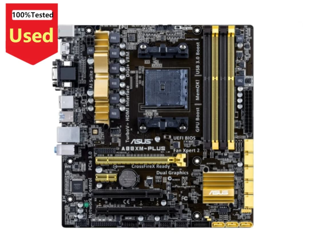 ASUS Socket FM2/FM2+ A88XM-PLUS Motherboard AMD A10 DDR3 64GB PCI-E 3.0 HDMI-compatible A8 A6 A4 Desktop A88X Mainboard Used