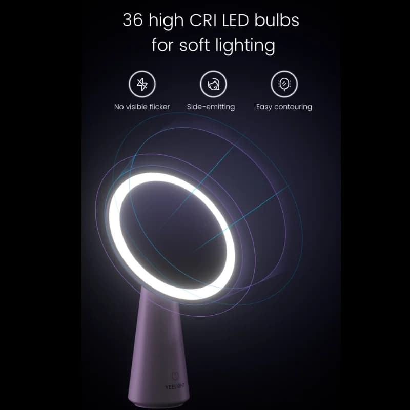 مصباح مرآة المكياج من YEELIGHT، إضاءة LED بيضاء، سطوع قابل للتعديل، دوران 40 درجة، زر لمس، 300-5000 كلفن - 5
