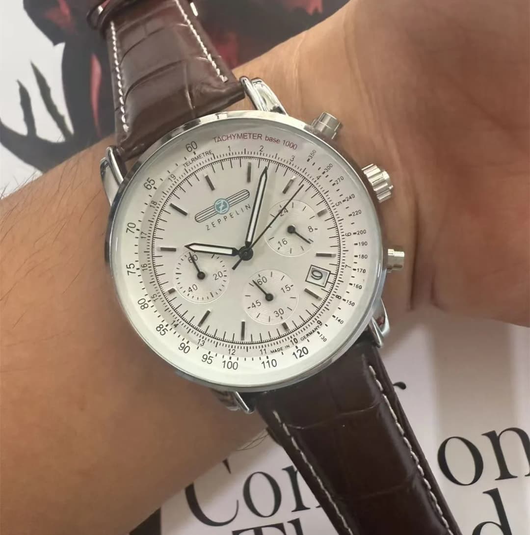ساعة زيبلين الجديدة 2026، رجالية ريترو صغيرة بثلاثة عقارب، كرونوغراف فاخر، هدية سلسلة 8886M - 5