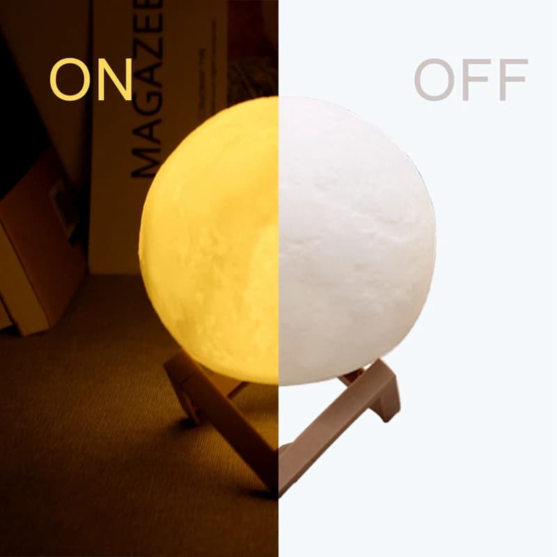 Moon Lamp LED Night Light Battery Powered With Stand Starry Lamp For Bedroom Decor Night Lights Kids Gift Moon Lamp - 4