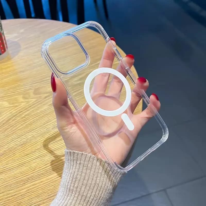 Magnetic Original Clear Case For iPhone 17 16 15 14 Plus13 12 mini  11 Pro Max Funda For Magsafe Silicone Transparent Cover - 3