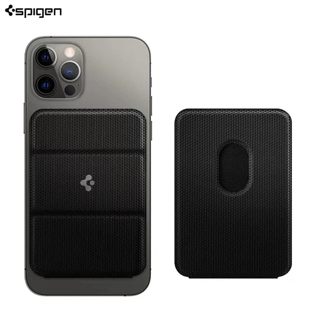 Spigen For iPhone 17 16 15 Pro Max Leather Folding Magnetic Stand Portable Card Holder Multi functional Phone Stand Card Holder
