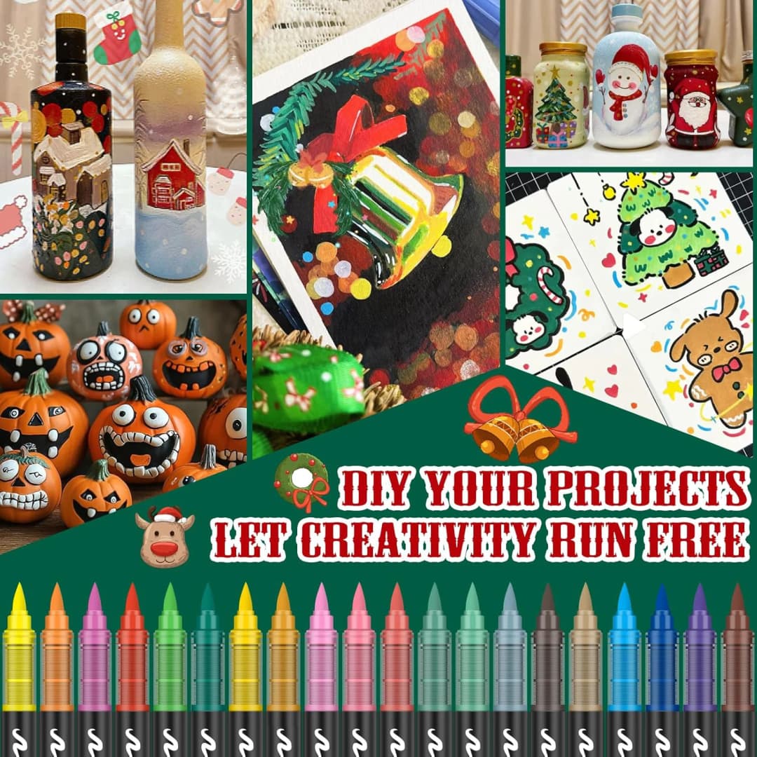 12-288 Colors Flexible Brush Acrylic Markers Set for Rock Wood Canvas Glass Stone DIY Crafts Painting Art Supplies - 5