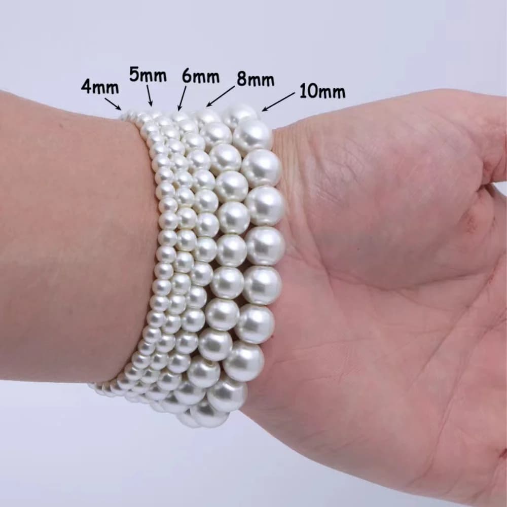 Handmade High Quality Resin Faux Pearl Bracelet Minimalist Round Bead Bangle for Women Men Wedding Jewelry Party Gift