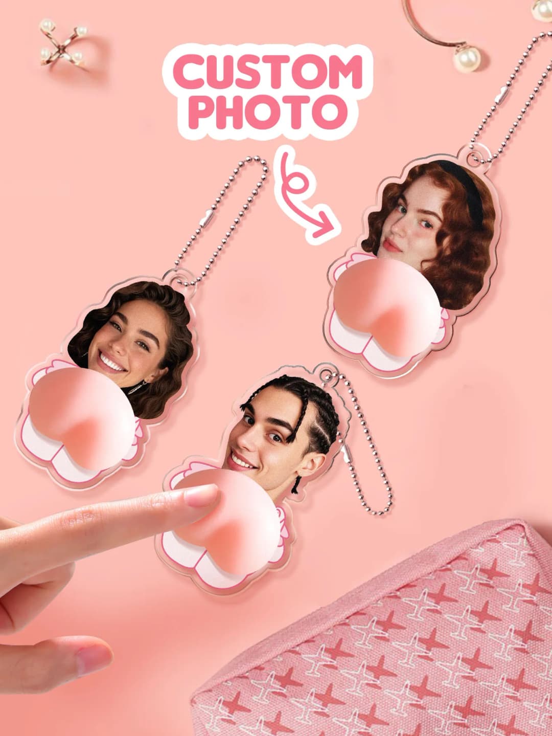 سلسلة مفاتيح مخصصة بوجه، ناعمة، هدية فريدة للأصدقاء