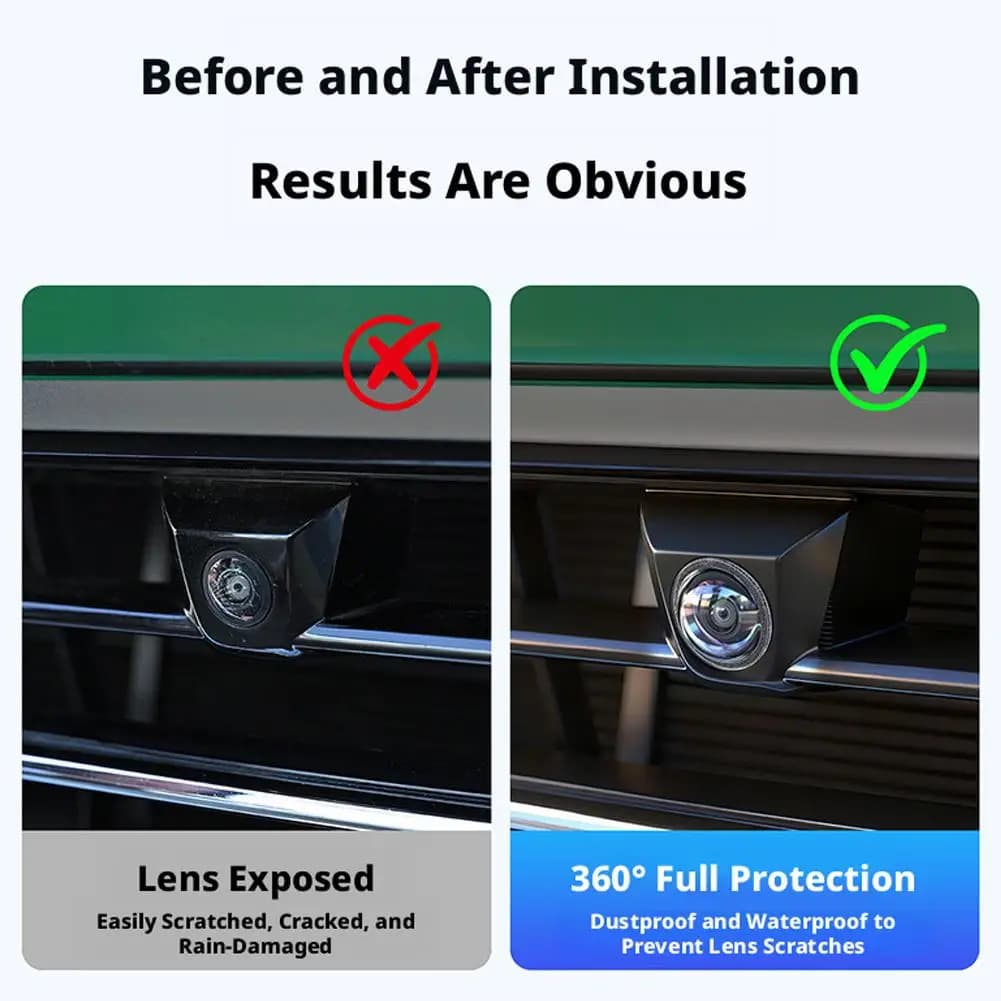 4pcs Car Camera Protective Cover With 2pcs Car Hooks Front Bumper Camera Anti-Scratch Shield Lens Guard PC Protective Cover Kits - 6