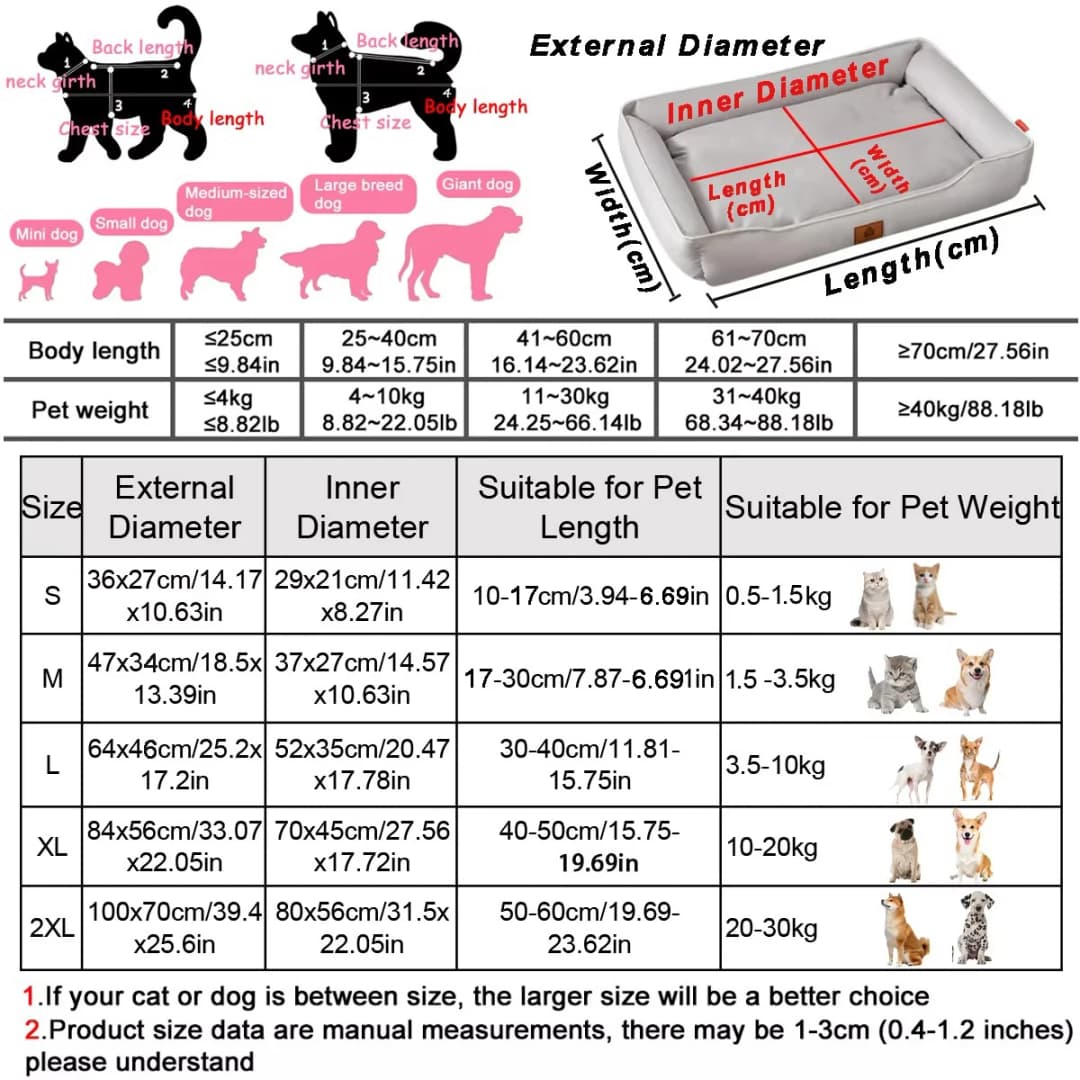 Four Season Square Dog Bed for Large Dog Mattress Bite-resistant Cat Bed Soft Thickened Dog Bed Waterproof Sofa Pet House - 6