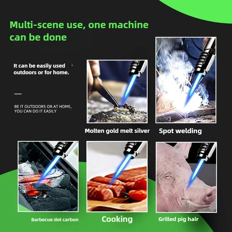 1800°High Temperature Spray Gun Butane Gas Lighter Metal Outdoor Windproof Blue Powerful Flame Torch Jet Lighter Welding Tool - 5