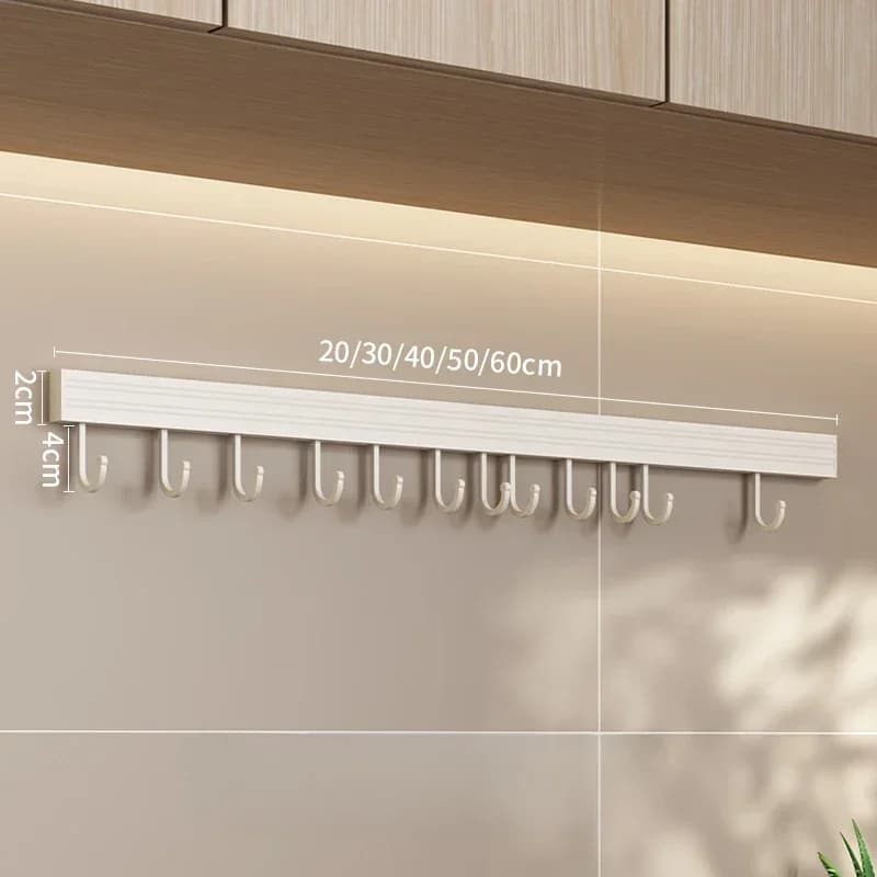 Wall Mounted Kitchen Storage Rack No Punch Shelves with Movable Hook Spoon Holder Organizer Kitchen Utensil Accessories - 5