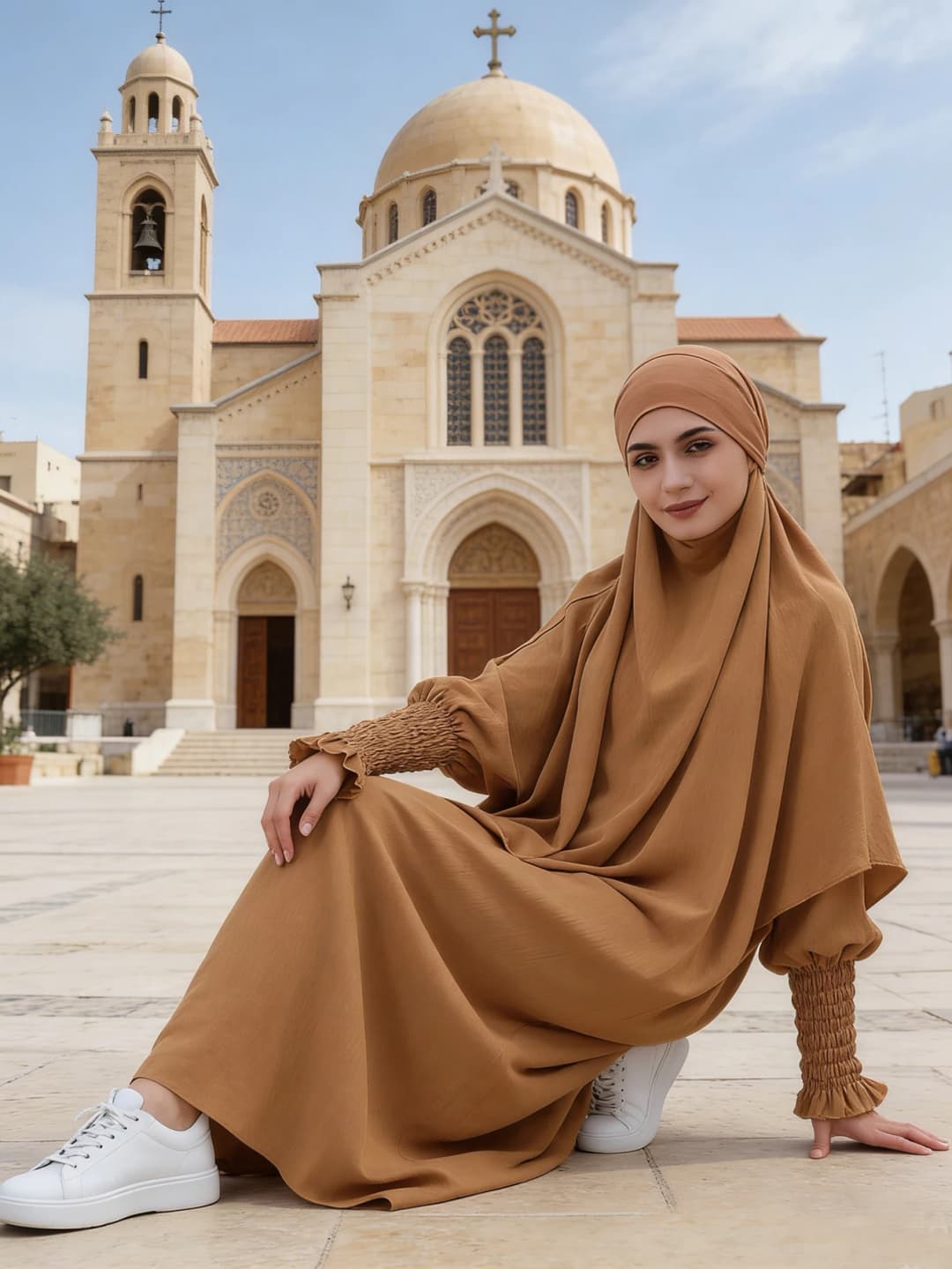 1 قطعة فستان إسلامي أنيق من الداخل رداء صلاة بأكمام مطاطية عباية ناعمة فرنسي أنيق متواضع فستان إسلامي رداء إسلامي - 2