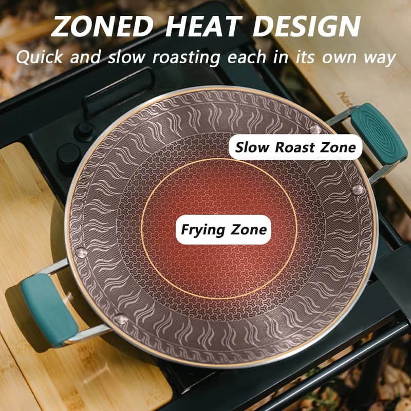 Naturehike BBQ Cooking Grill Pan Camping Picnic Non Stick Round Griddle Pan Folding Frying Pan Outdoor Dinner Barbecue Plate - 6