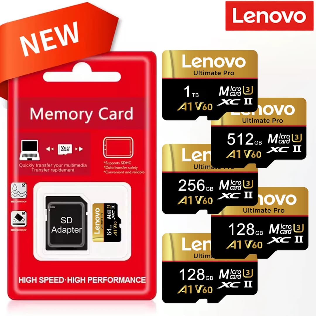 بطاقة ذاكرة Lenovo SD بسعة 128GB و256GB و512GB و1TB، بطاقة Micro SD V60 U3، بطاقات فلاش TF، بطاقة ذاكرة Microsd لكاميرا Insta360 وطائرة DJI بدون طيار
