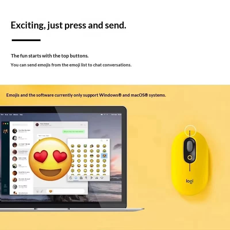 ماوس بلوتوث لاسلكي Logitech POP، تصميم أزرار إيموجي عصري للنساء والرجال والطلاب والعاملين في المكاتب، ملحقات كمبيوتر - 3