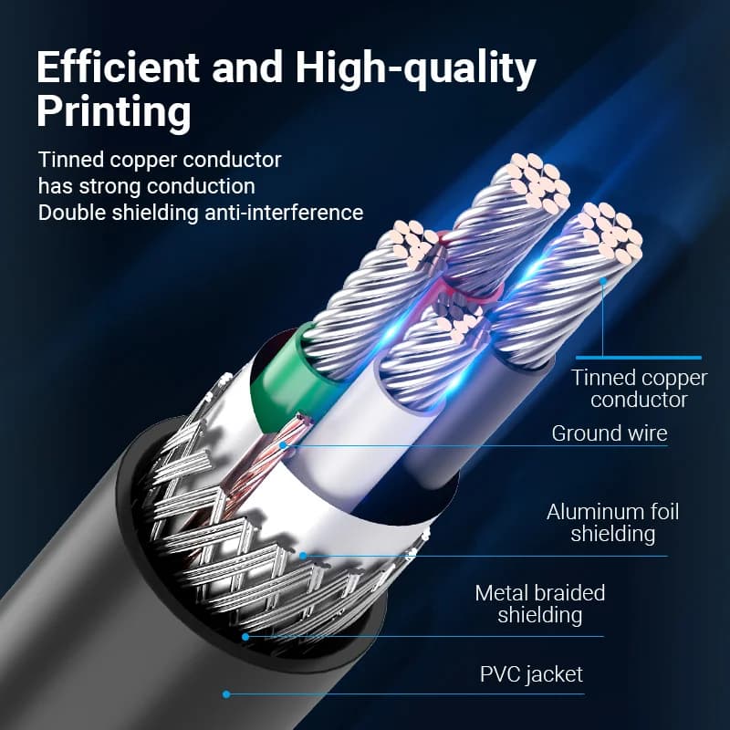 كابل طابعة USB من Vention، USB 3.0 و2.0 من نوع A ذكر إلى B ذكر لطابعات كانون وإبسون وإتش بي وزيجيانج - 6