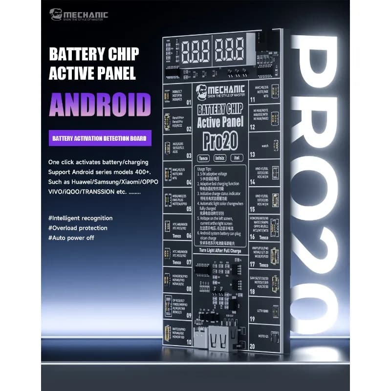 ميكانيكي Pro20 Max20 لوحة كشف تنشيط البطارية شحن سريع للبطارية لهاتف iPhone Huawei Sam Android تفعيل بنقرة واحدة - 3