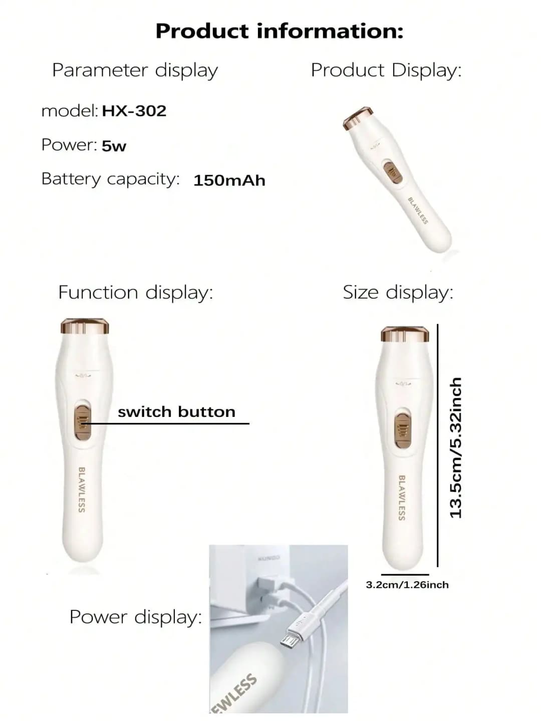 2026 Lady Shaver Hair Remover Women Razor Cordless Facial Hair Remover Machine Bikini Trimmer Leg Electric Razor Rechargeable - 5