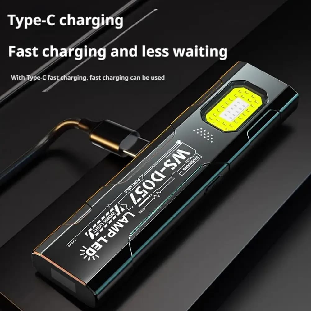 LED Torch Portable Mini Flashlight 800LM Rechargeable Pocket Light Magnetic Base Clip Work Light Hiking Fishing EDC - 2